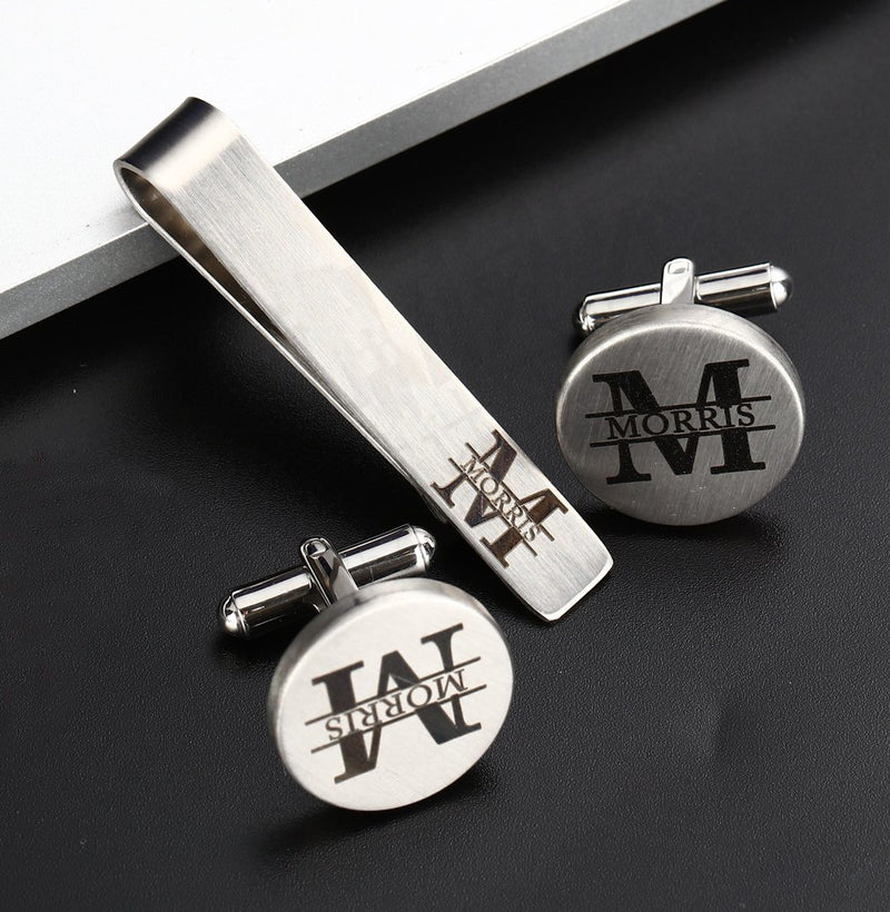 [Australia] - ZUNON Cufflinks Wedding Engraved Groom Groomsman Father of The Bride Best Man Tie Clip Tack Bar Brother of the bride 