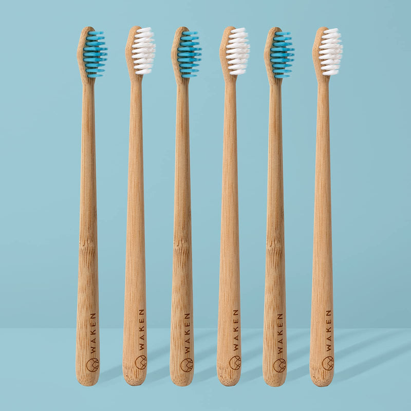 [Australia] - Waken, x1, Blue Soft Bristle Bamboo Toothbrush, Biodegradable Natural Bamboo Handle, Eco Toothbrush Soft, Eco-Friendly Dental Brushes, Bamboo Vegan Toothbrush 