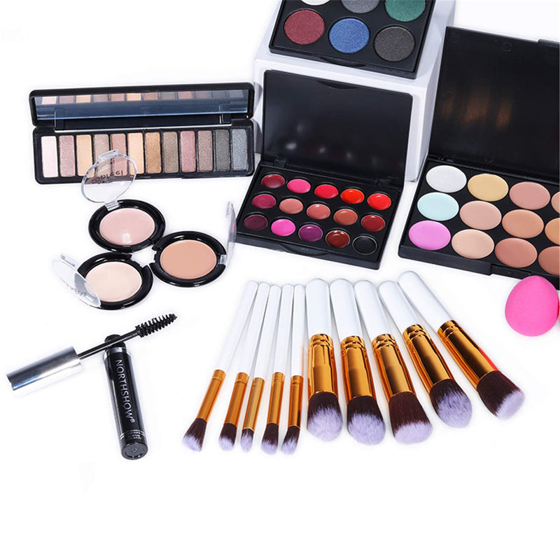 [Australia] - FantasyDay 21 Piece Pro Makeup Gift Set Holiday Birthday Beauty Cosmetic Essential Starter Bundle Includes 15 Concealer, 4 Lipstick, 17 Lipgloss, Pressed powder, 18 Eyeshadow Palette, Travel Carry Bag kit003B 