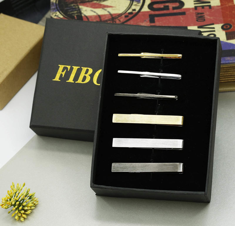 [Australia] - FIBO STEEL 10 Pcs Tie Clips Bar Pinch Clip for Men Wedding Business Tie Bar Clip with Box B: Style 1 