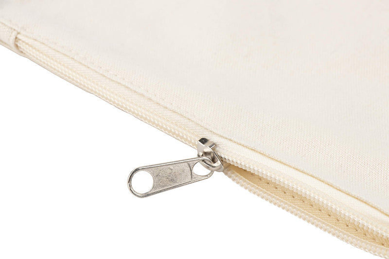 [Australia] - 12 Pack Canvas Makeup Bag, DIY Blank Zippers Pouches for Cosmetic, Pencil Case, Party Gift Bags, Travel, Craft and Coins Purse - White 8 x 6 inches 