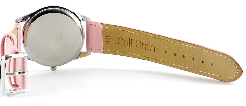 [Australia] - Pink Leather Round Quartz Watch for Flamingo Fans 