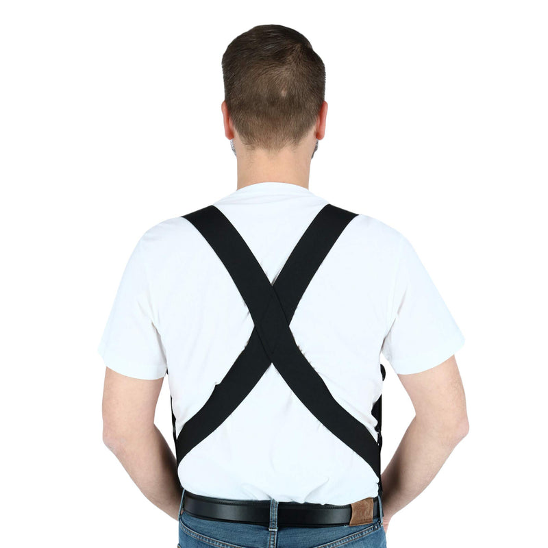 [Australia] - Perry Suspenders Men's Ultra Soft Undergarment Trucker Suspenders Regular Black 