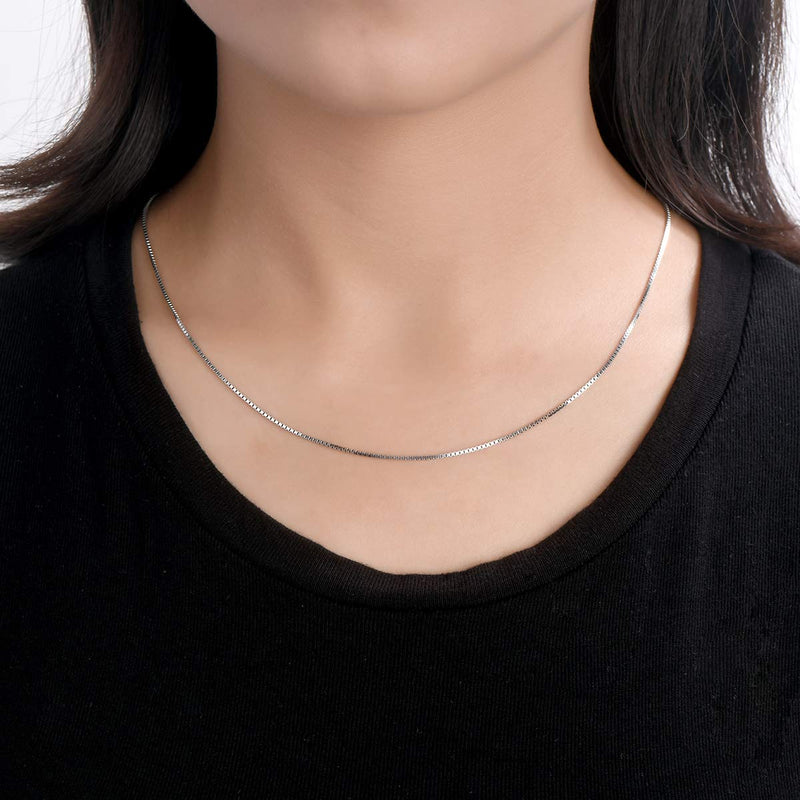 [Australia] - AINUOSHI 18K White Gold/Yellow Gold Sterling Silver 1mm Solid 925 Italy Italian Box Chain Necklace, 16" - 20" 20.0 Inches 
