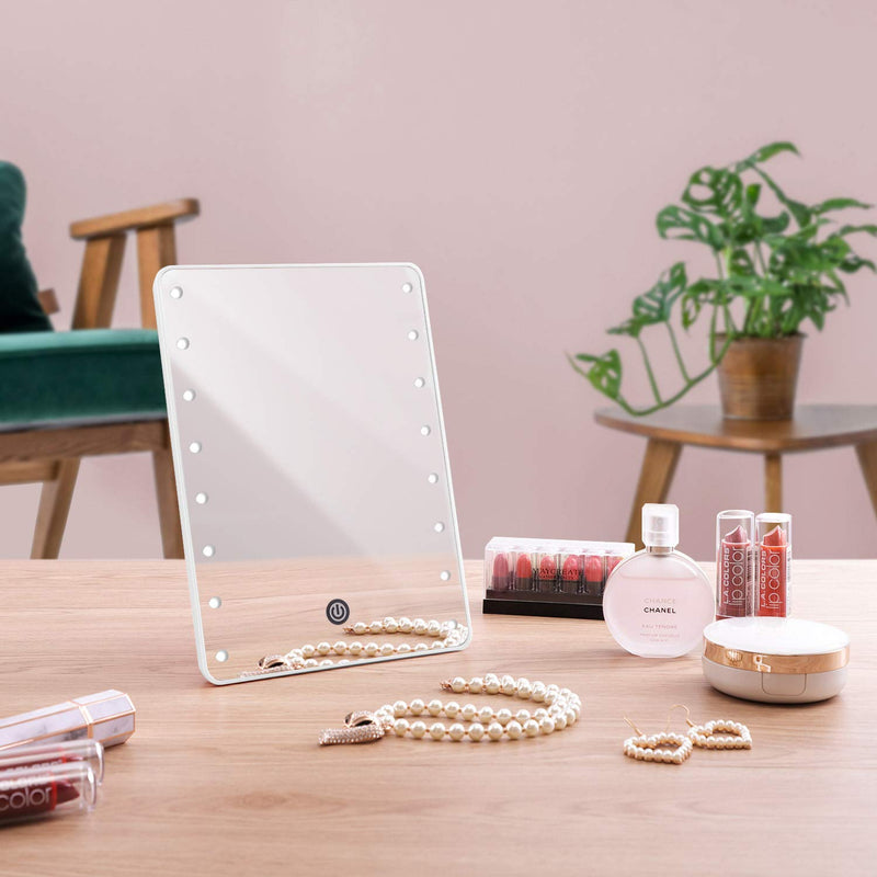 [Australia] - Makeup Mirror for Women and Men, Table Detachable 10X Magnification Vanity Mirror with 16 LED Lights,Touch Screen,Light Adjustable Dimmable Make up Mirrors for Home Tabletop Bathroom Shower Travel White 