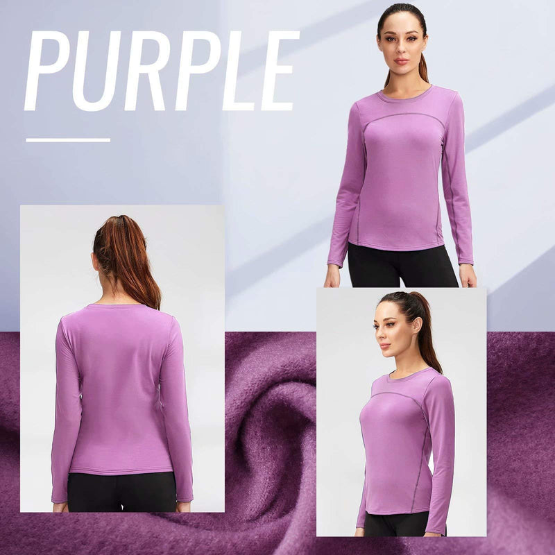 [Australia] - TERODACO Womens Thermal Tops Long Sleeve Micro Fleece Ski Base Layers Women Thermal Underlayer for Running Hiking Warm Soft Wicking Pink M 