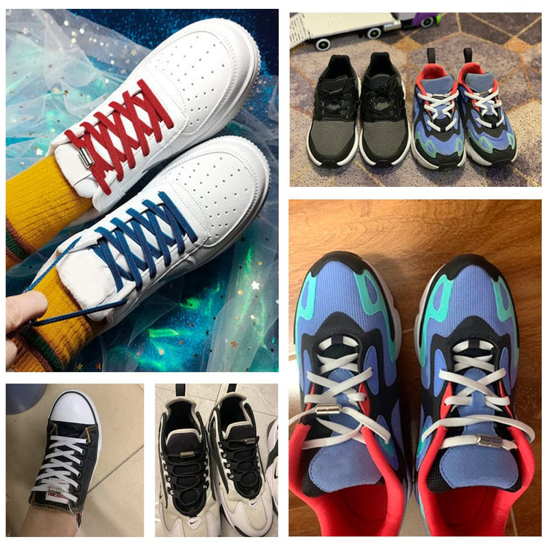 [Australia] - Feibmir 6 Pairs No Tie Elastic Shoelaces, Universal Shoe Laces for Kids and Adults,Tieless Flat Shoelaces for Running Shoes with Metal Lock flat-shaped 