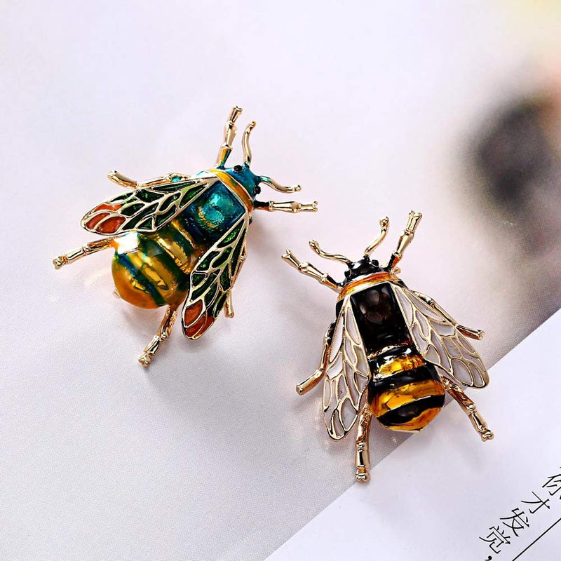 [Australia] - N-A 4 Pieces Insect Bee Brooch Pin Set for Women, Crystal Enamel Insect Animal Brooches Pins Vintage Jewelry Set of 4 