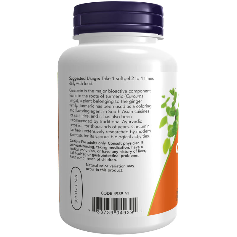 [Australia] - NOW Supplements, Tumeric Curcumin (Curcuma longa) Gels, Standardized Extract, Herbal Supplement with 95% Curcuminoids, 120 Softgels 