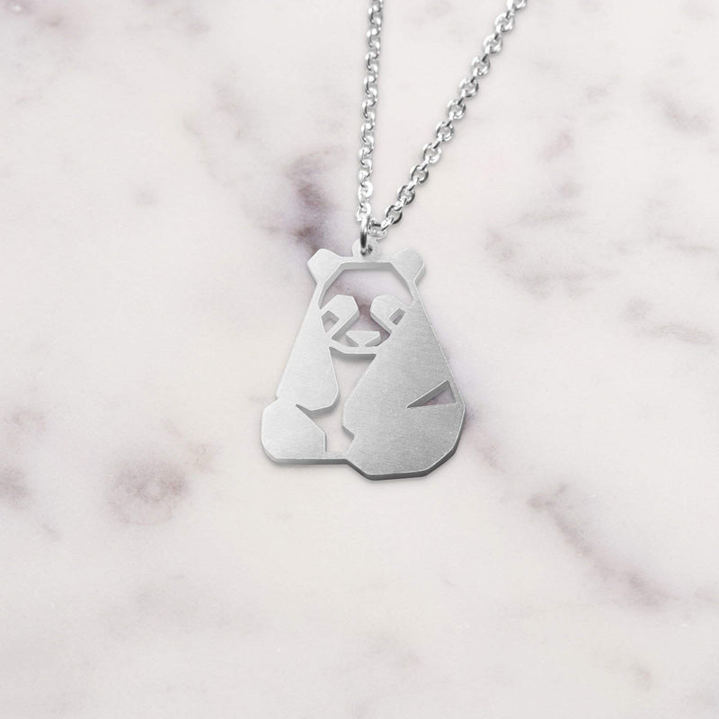 [Australia] - La Menagerie Panda Silver Origami Jewelry & Silver Geometric Necklace – 925 Sterling Plated Silver Necklace & Panda Necklaces for Women – Panda Necklace for Girls & Origami Necklace 