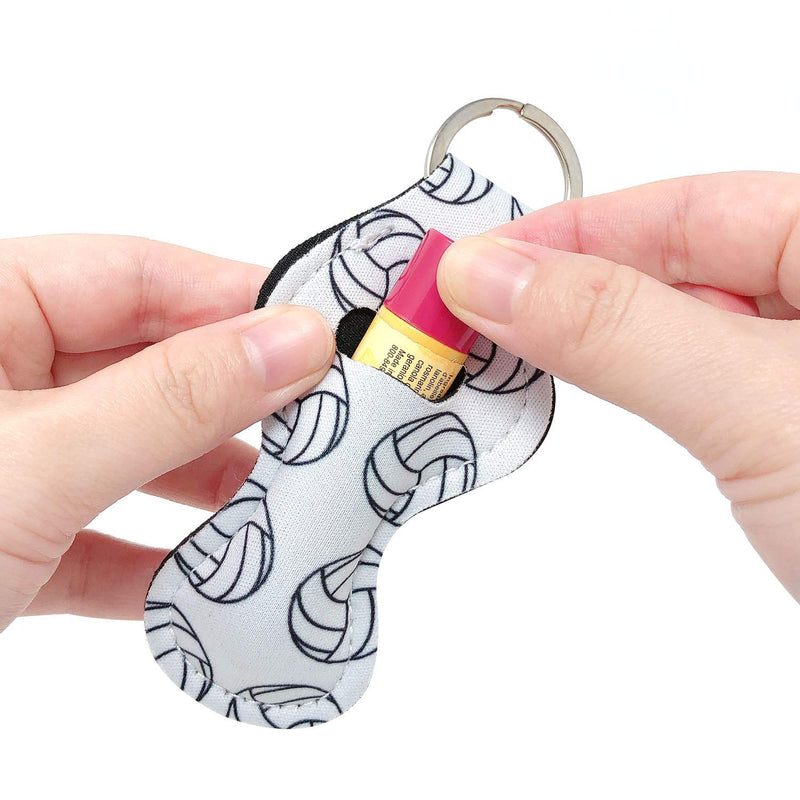 [Australia] - allydrew 10 Pack Chapstick Holder Keychain with 10 Pieces Metal Clasps Volleyball 