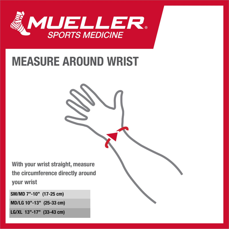 [Australia] - Mueller Sports Medicine FIR 4-Way Wrist Support Sleeve, For Men and Women, Black/Blue, M/L 