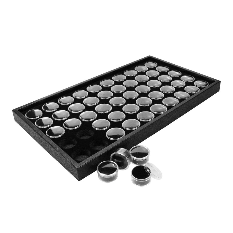 [Australia] - Ikee Design Black Foam Gem Jars Showcase Stackable Display Tray for Collectibles, Home Organization Storage Box with 50 Gemstones and Bead Storage Jars clear 