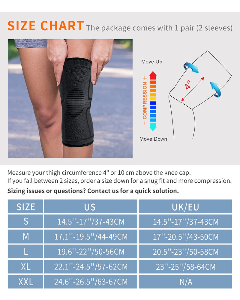 [Australia] - CAMBIVO 2 Pack Knee Brace, Knee Compression Sleeve Support for Men and Women, Knee Pads for Running, Hiking, Meniscus Tear, Arthritis, Joint Pain Relief Medium Black 
