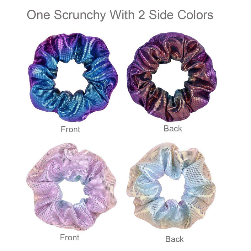 [Australia] - 20 Pieces Shiny Metallic Scrunchies,AUERVO Hair Scrunchies Sparkle Scrunchy Colorful Hair Ties Ropes Elastic Ponytail Holder for Girls and Women 