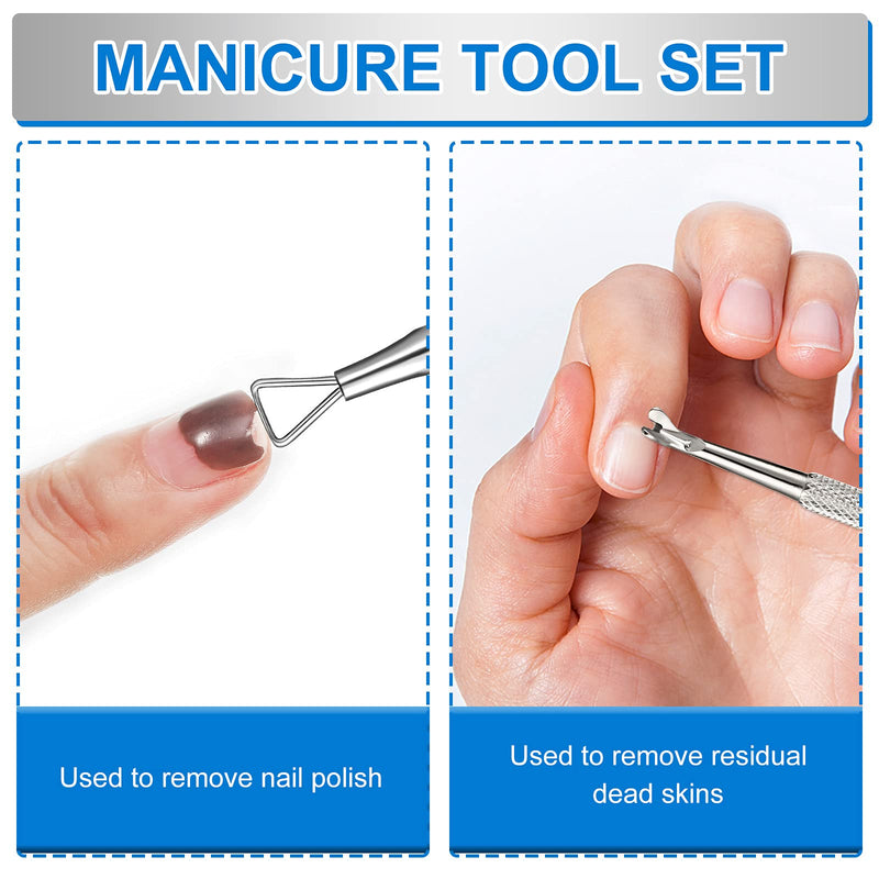 [Australia] - 6 Pieces Cuticle Fork Cuticle Trimmer Pusher Double Ended Stainless Steel Nail Gel Polish Removal Dead Skin Remover Triangle Cuticle Nail Pusher Peeler Scraper Pedicure Manicure Tools (Silver) Silver 