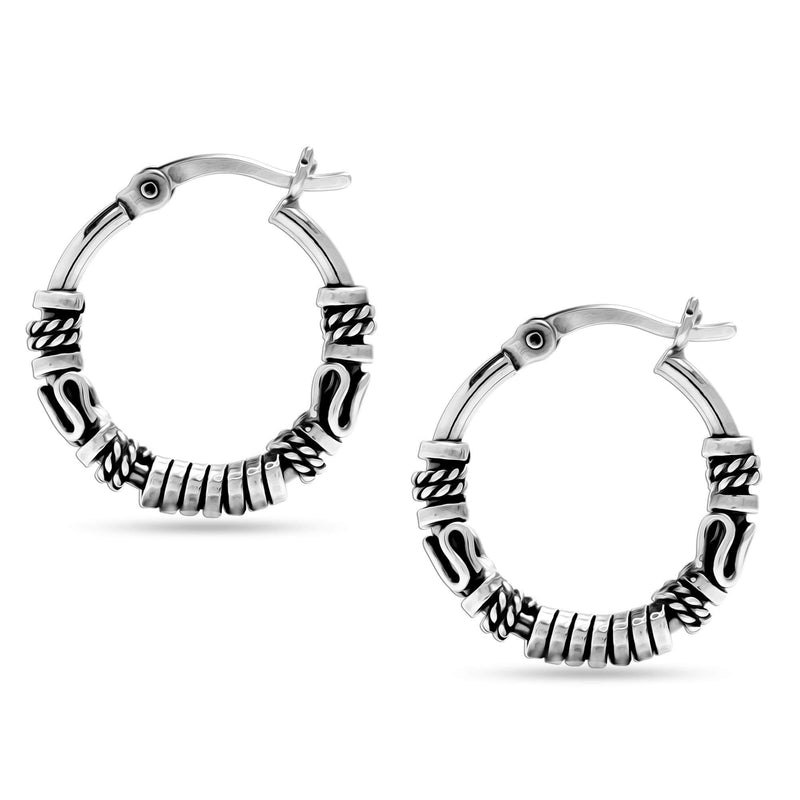 [Australia] - LeCalla Girl's Sterling Silver Hoop Earrings Bali Design 1 