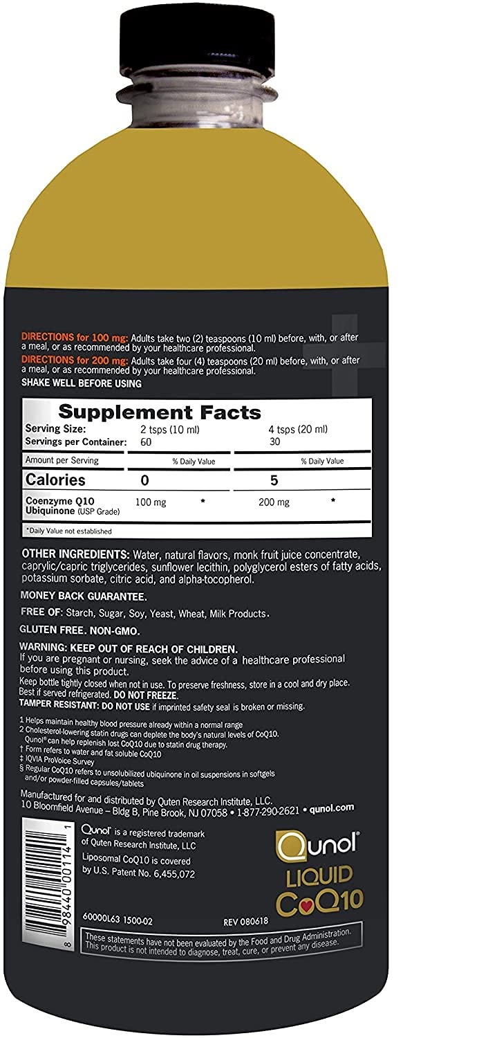 [Australia] - Qunol Liquid CoQ10 100mg, Superior Absorption Natural Supplement Form of Coenzyme Q10, Antioxidant for Heart Health, Orange Pineapple Flavored, 60 Servings, 20.3 oz Bottle 