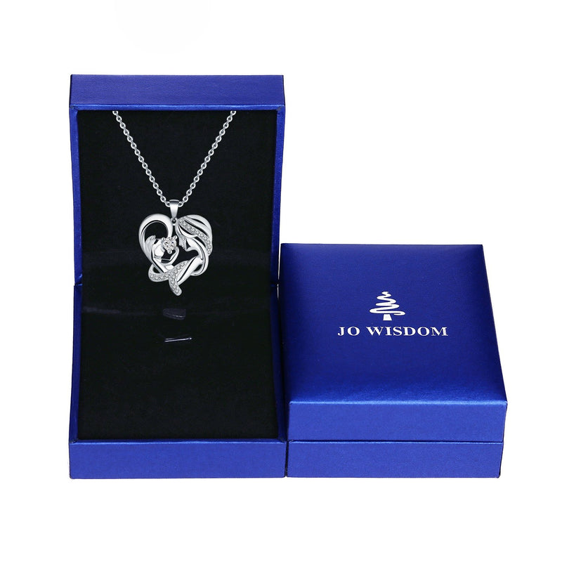 [Australia] - JO WISDOM 925 Sterling Silver Mother and Child Love Heart Necklace for Mom White 