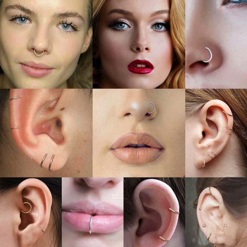 [Australia] - Nose Rings Hoop, 316L Surgical Steel Hinged Nose Rings Hoop 20G 18G 16G 14G Septum Ring Helix Cartilage Hoop Earring Body Piercing Jewelry 5mm-14mm Diameter, Gold, Rose Gold, Silver, Black, Rainbow 1pcs, Black, 14g, Diameter: 10mm 