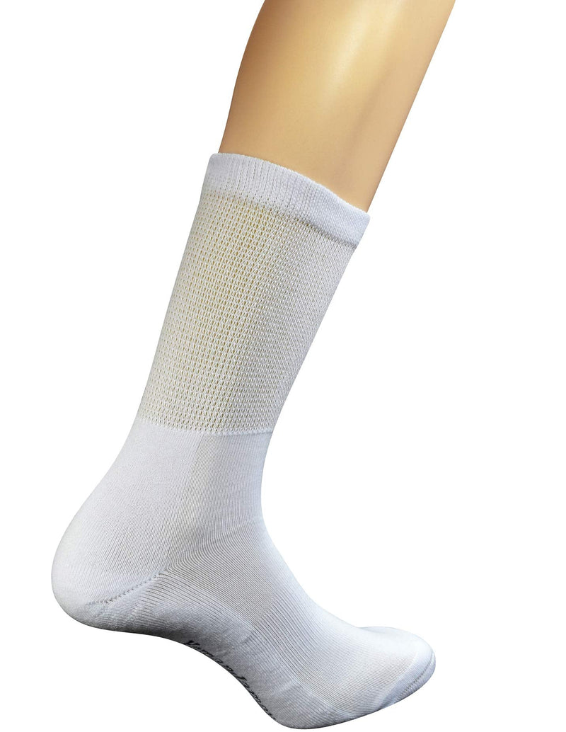 [Australia] - Yomandamor Mens 4 Pairs Cotton Seamless Diabetic Crew Socks with Arch Support 10-13 4 Pairs White 