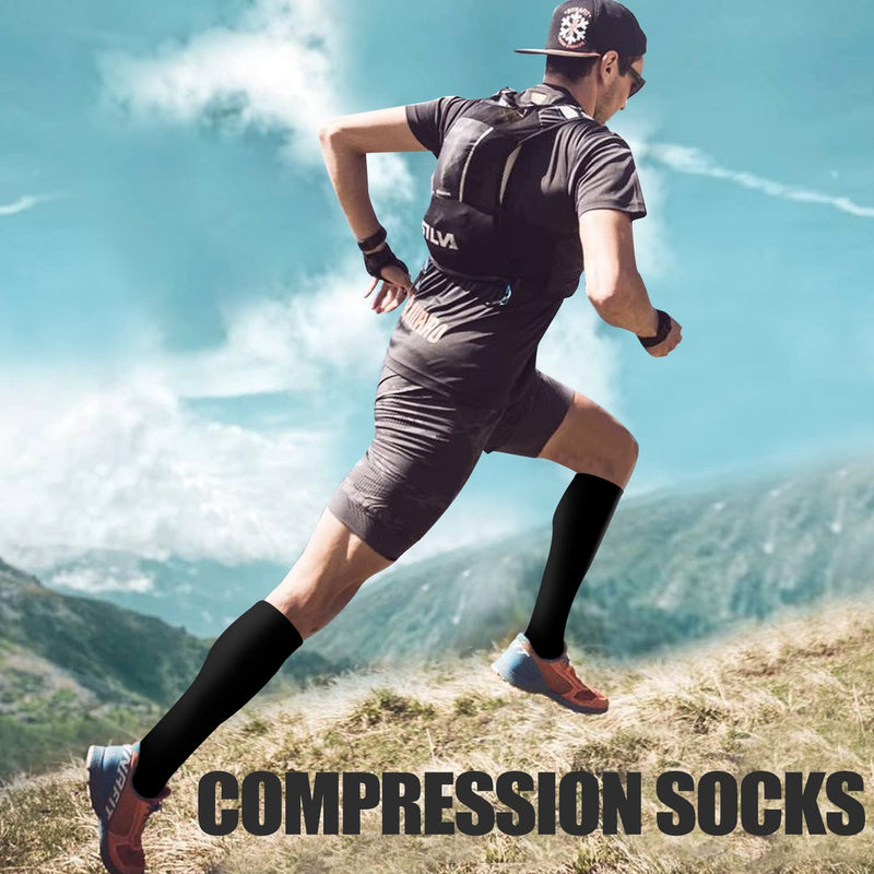 [Australia] - Compression Socks for Women & Men Circulation (4 Pairs)- Best Support for Running,Hiking,Athletic Sports,Flight Travel 02black Large-X-Large 