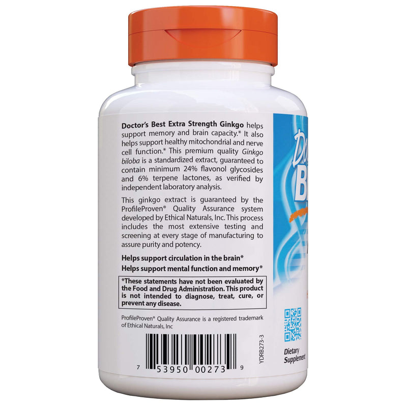 [Australia] - Doctor's Best Extra Strength Ginkgo, Non-GMO, Vegan, Gluten Free, Soy Free, Promotes Mental Function and Memory, 120 mg, 360 Count (Pack of 1) 