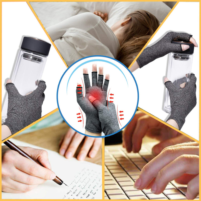 [Australia] - Arthritis Gloves,New Material, Compression for Arthritis Pain Relief Rheumatoid Osteoarthritis and Carpal Tunnel, Premium Compression & Fingerless Gloves (Dark Gray, L) 