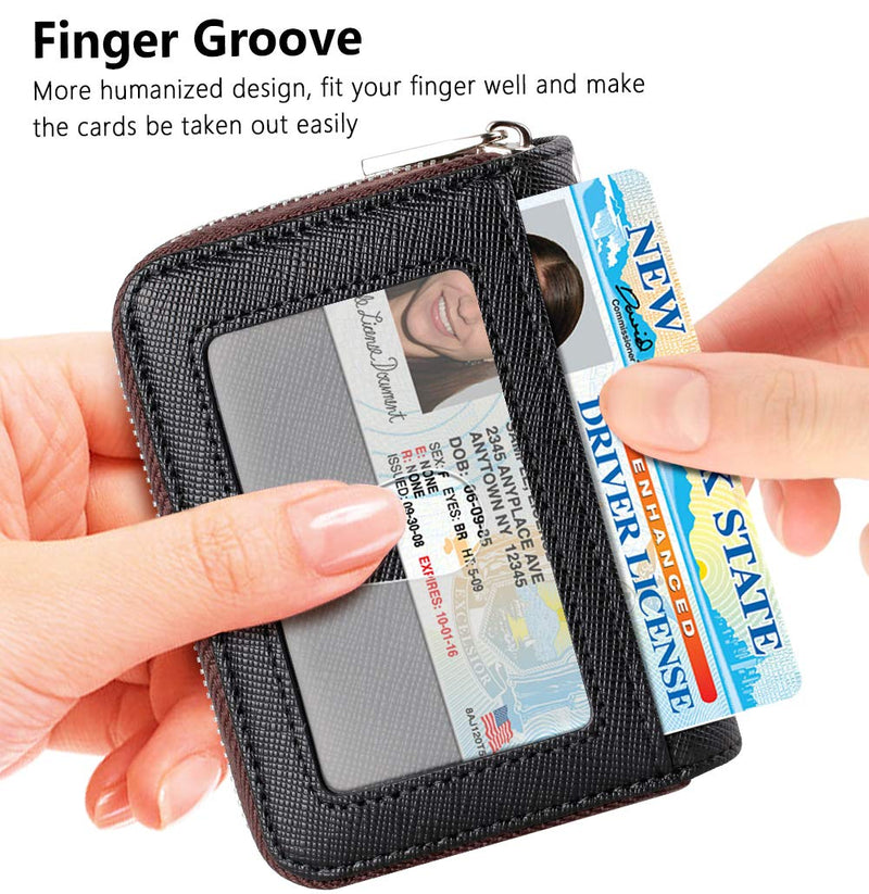 [Australia] - FurArt Credit Card Wallet, Zipper Card Cases Holder for Men Women, RFID Blocking, Key Chain, Compact Size Black 