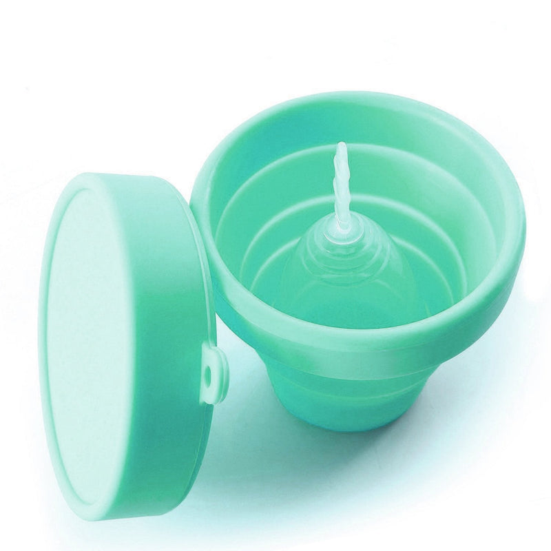 [Australia] - Collapsible Silicone Cup Foldable Sterilizing Cup for Menstrual Cups and Storing Your Diva Cup - Foldable for Travel from LUCKY CLOVER (Sky Blue) Sky Blue 