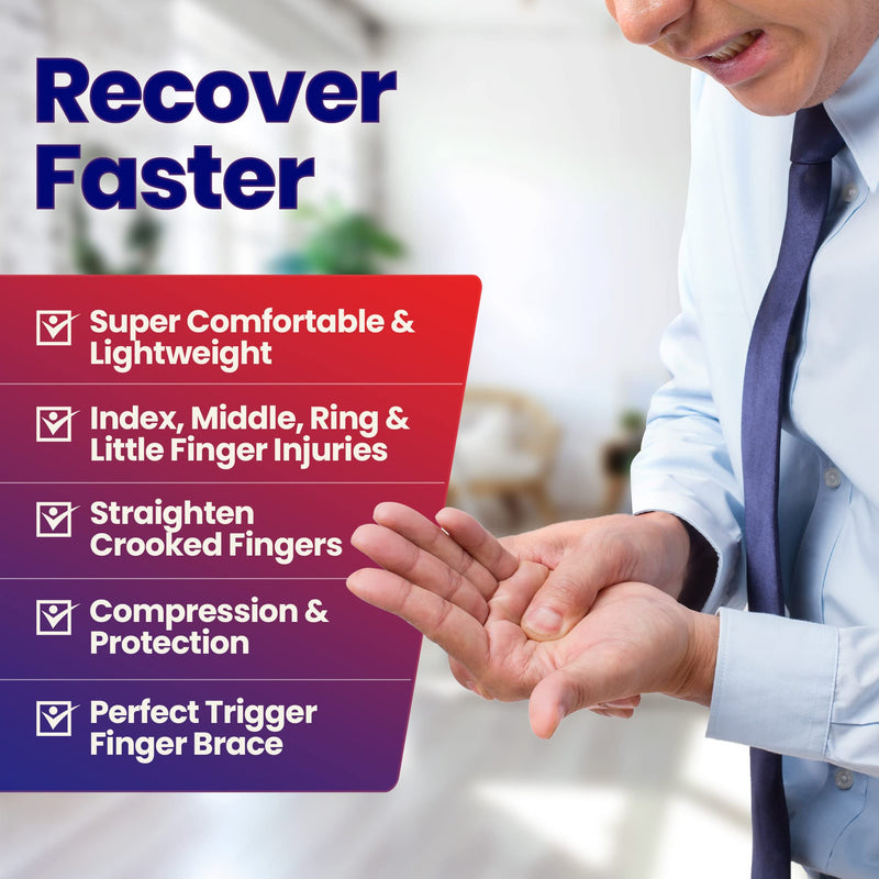 [Australia] - Trigger Finger Splint Finger Brace – Comfortable Finger Splints for Broken Fingers. Adjustable Aluminium Finger Straighter for Bent Mallet or Arthritic Finger Joints. Fits All Fingers (Large) Large (Pack of 1) 