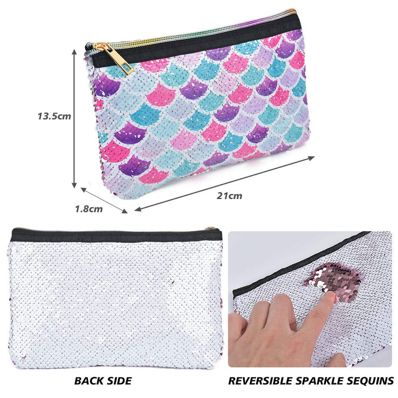 [Australia] - WERNNSAI Mermaid Toiletry Pouch - Reversible Sequin Mermaid Cosmetic Bag for Purse Pink Portable Makeup Pouch Girls Women Purse Travel Gift Mermaid B 