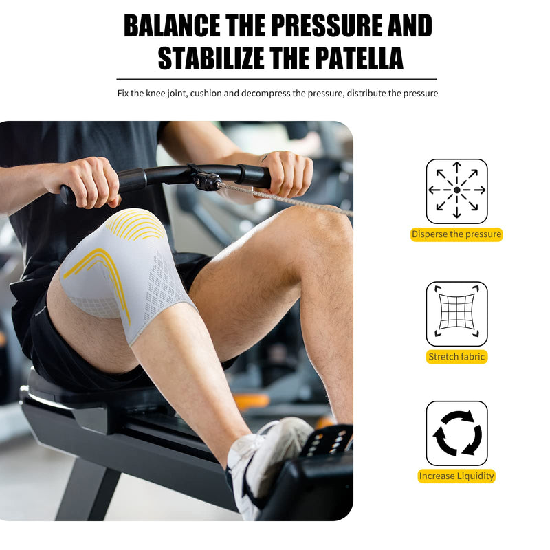 [Australia] - Bracoo Knee Brace, Knee Compression Sleeve Support for Men Women with Side Stabilizers, Dynamic Compression Lightweight & Breathable Support - Arthritis Pain, Injury Recovery, Running, Workout, 1 Count, KE92 Medium 