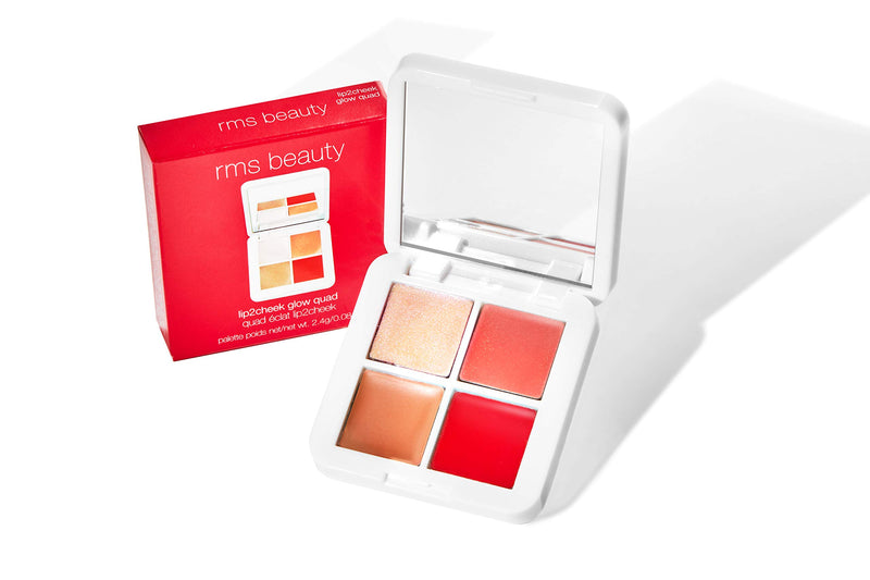 [Australia] - RMS Beauty Lip2Cheek Glow Quad Mini Palette - Travel-Friendly Lip, Cheek & Highlighter Set - Includes Three (3) Lip2Cheek Shades & Cream Luminizer (0.08 oz) 