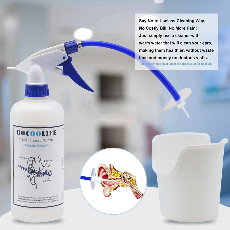 [Australia] - BOCOOLIFE Earwax Removal, Ear Cleaning Kit, Ear Washer Irrigation Flushing Kit, Ear Basin & 3 Ear Tips, Easy to Operate, Safe and Effective to Clean Ear Built Up Wax of All Ages 