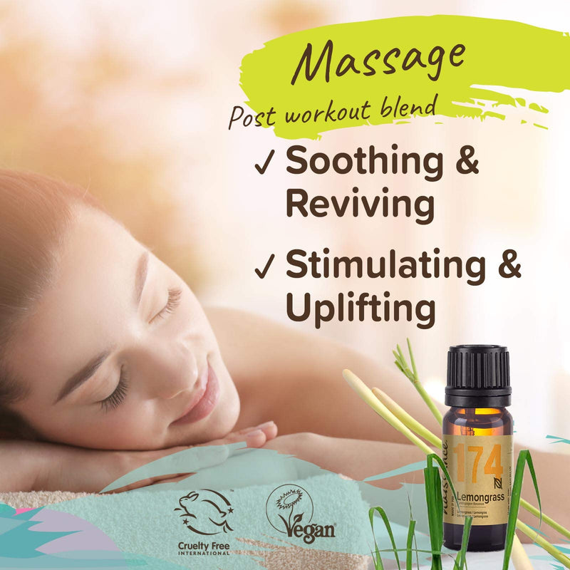 [Australia] - Naissance Lemongrass (Flexuosus) Essential Oil (#174) 10ml - Pure, Natural, Steam Distilled, Cruelty Free, Vegan & Undiluted - for use in Aromatherapy and Diffusers 