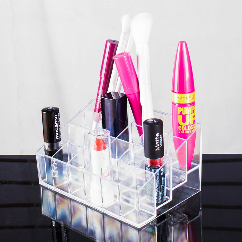 [Australia] - Transparent Cosmetic Makeup Organizer for Lipstick, Brushes, Bottles, and More. Clear Case Display Rack Holder 