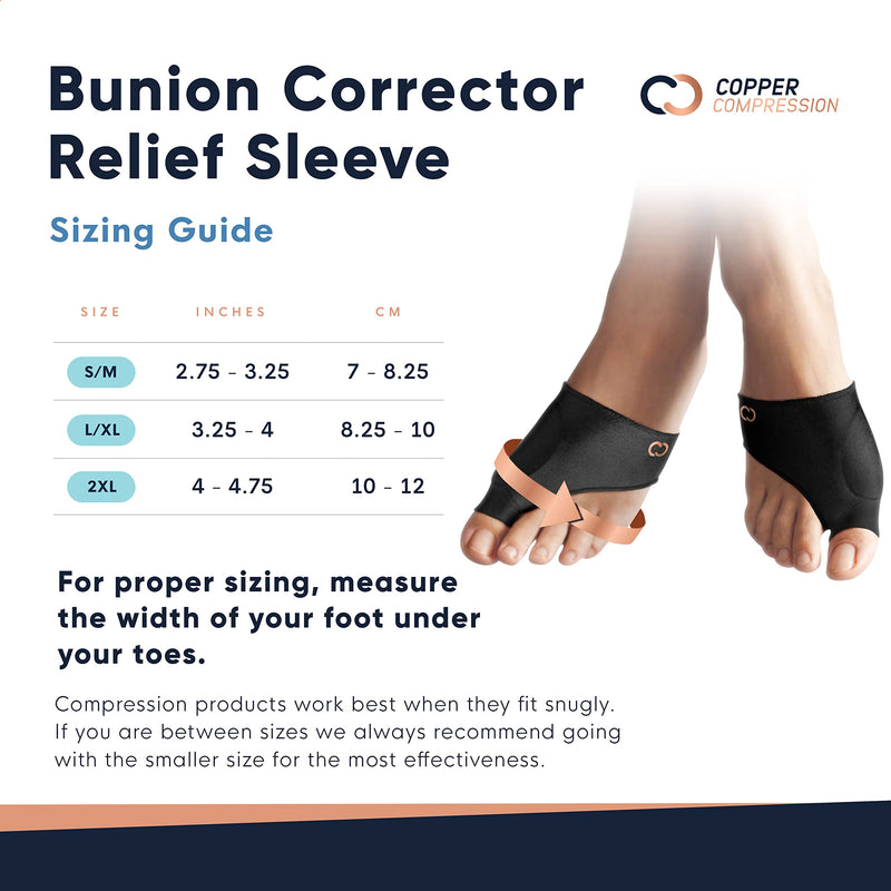 [Australia] - Copper Compression Bunion Corrector Relief Sleeve - Gel Cushion Pads - Copper Infused - Orthopedic Big Toe Alignment - Hallux Valgus Relief - Toe Straightener and Spacer Fit for Women & Men - 1 Pair Small/Medium (1 Pair) 
