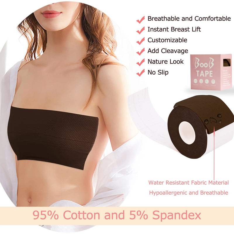 [Australia] - BEWTEIM Boob Tape for Breast Contour Lift & Fashion, 1 Box Breast Lifting Tape with 2 PCS Nipple Cover Set, Boobytape for Breast Lift Adhesive and Push Up Tape 2 inch Bra Tape Invisible Under Clothes 1 Tape Coffee Color 2" x 16.5 ft 