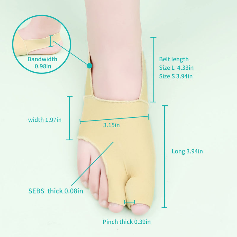 [Australia] - Bunion Corrector Sleeve with Soft Gel Bunion Pads Toe Straightener DYKOOK Toe Separator for Overlapping Toe, Hallux Valgus, Bunion Splint Support Sock Bunion Pain Relief Guard (Large) Beige L 