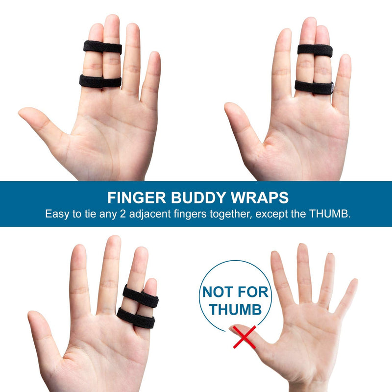 [Australia] - Sumifun Finger Splints Tape, 10 Packs of Finger Wraps for Jammed, Swollen and Dislocated Joint, Finger Brace Straps for Curled Finger Broken Finger Black 