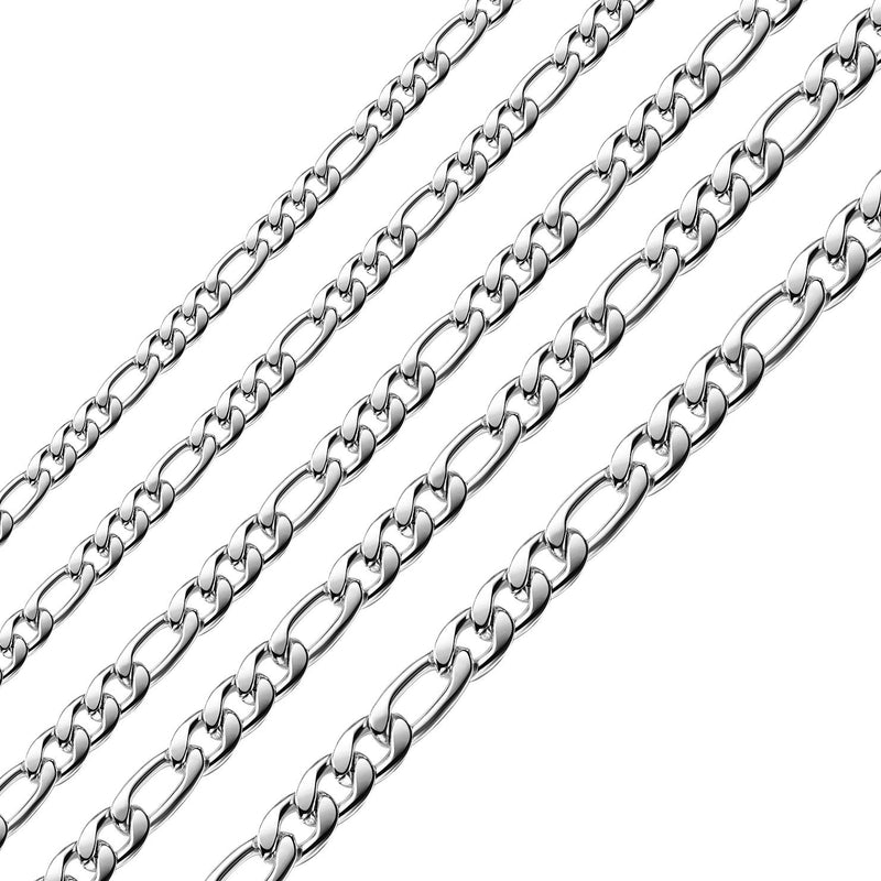 [Australia] - 16 Inches To 30 Inches Figaro Chain Necklace 4MM To 8.5MM Stainless Steel Figaro Link Chain for Men Women 16.0 Inches 4mm wide 1pcs 