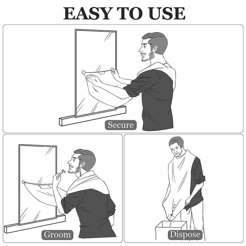 [Australia] - Shaving Bib Beard Bib Apron Beard Shaping Tool Beard Hair Clippings Catcher Trimming Accessories with Suction Cups Hair Nylon Beard Trimming Perfect Grooming Gift for Men Father Husband 