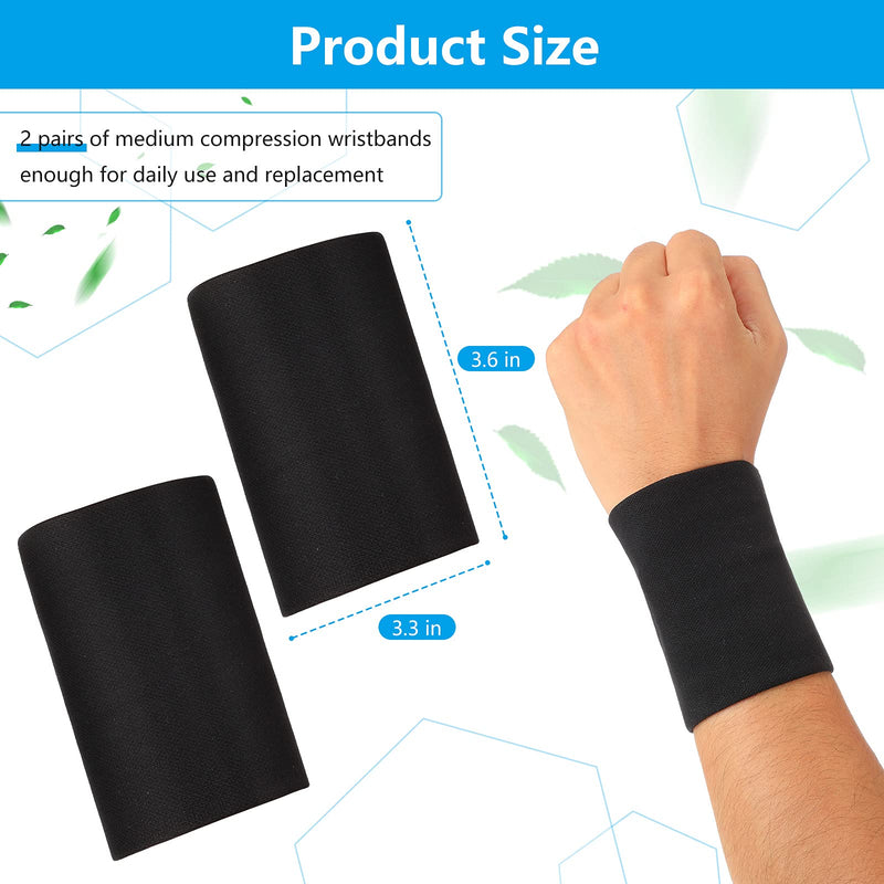[Australia] - SATINIOR 2 Pairs Compression Wrist Sleeve Compression Wrist Brace Wrist Supports Wrist Wraps Elastic Wristbands for Men and Women Tennis, Tendonitis, Carpal Tunnel (Black, Medium) Black 