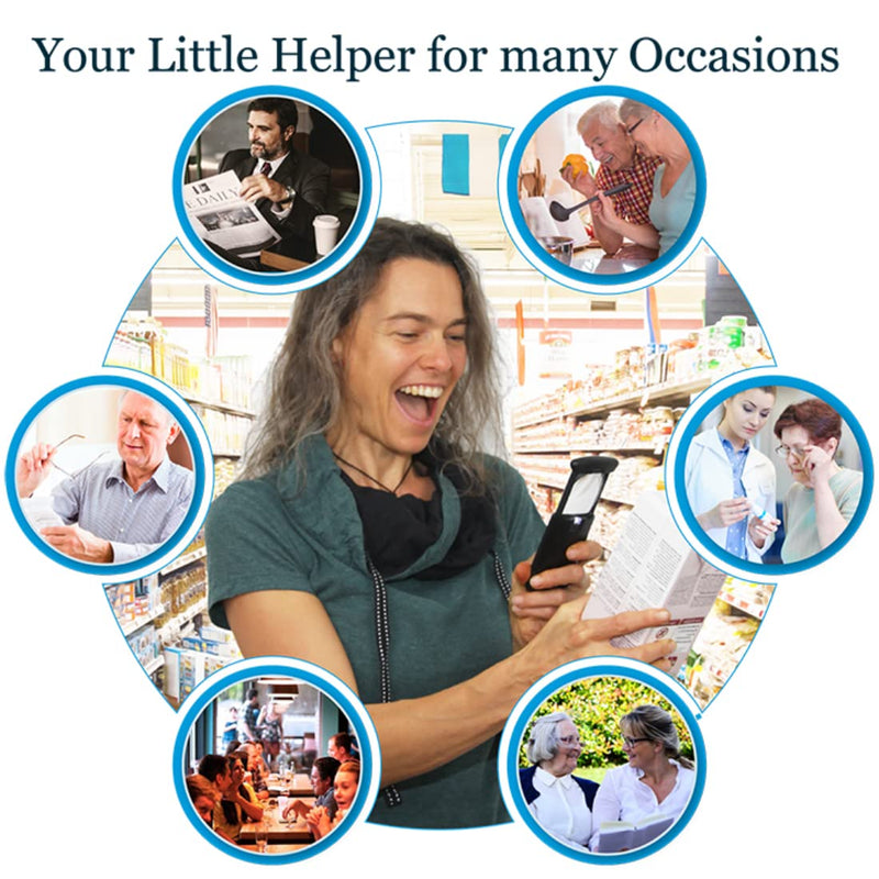 [Australia] - EasY Magnifier Small Pocket Magnifying Glass 3X with LED Light For Reading Fine Print; Mini Lighted Hand Held Acryl Lens; Read Lables In Stores; Magnify Glasses For Close Work;Helpful Gift For Seniors 