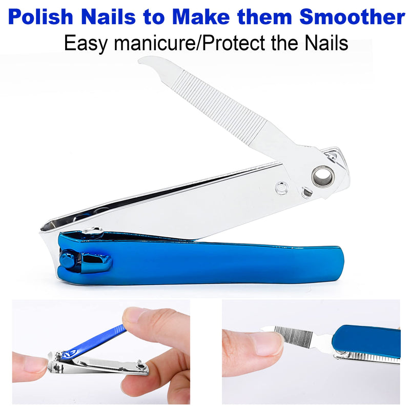 [Australia] - Nail Clippers Nail Cutter 2PCs Set Stainless Steel Fingernails Toenails Clippers for Men Women Sturdy Nail Clipping Kit (Blue) Blue 