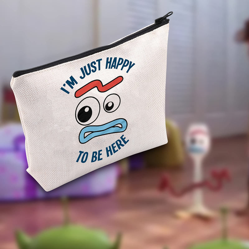 [Australia] - LEVLO Forky Toy Story Cosmetic Bag Forky Lover Gift I'm Just Happy To Be Here Make up Zipper Pouch Bag For Women Girls, Happy To Be Here, 