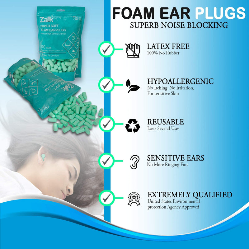 [Australia] - (50 Pair) Ear Plugs for Sleeping, Reusable Soft Foam Earplugs Noise Cancelling Sound Blocking Reduction Earplugs for Sleeping, Snoring, Concerts, Airplanes, Travel, Work, Loud Noise, 35dB Highest NRR 