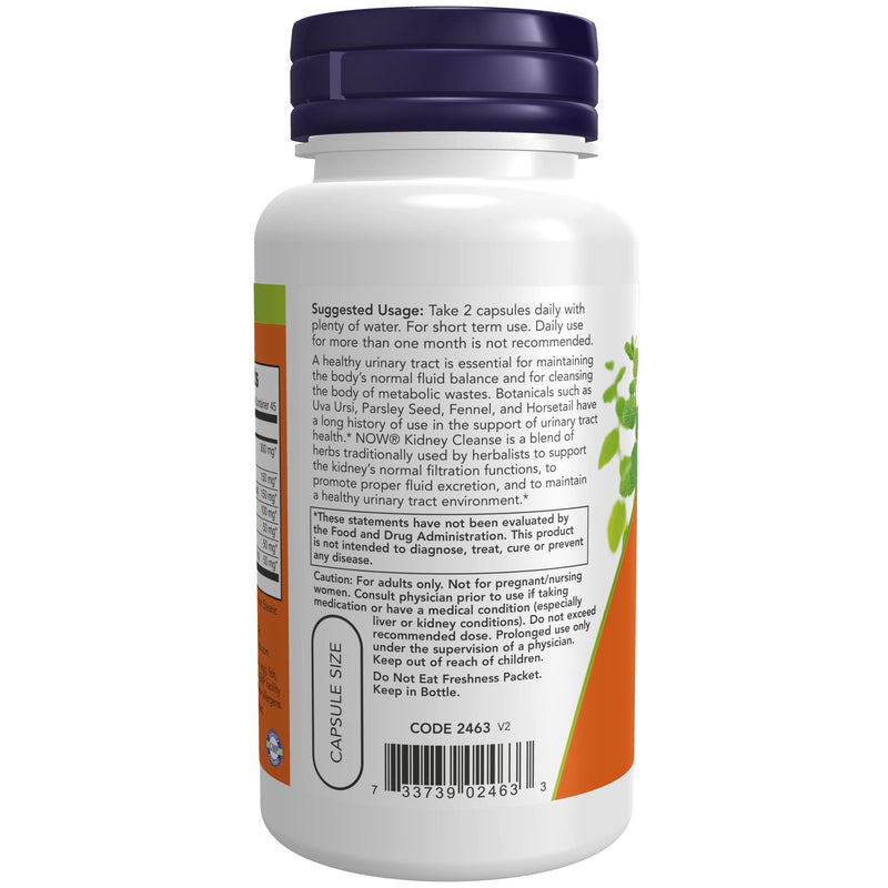 [Australia] - NOW Supplements, Kidney Cleanse with Uva Ursi, Parsley Seed, Fennel, and Horsetail, 90 Veg Capsules 