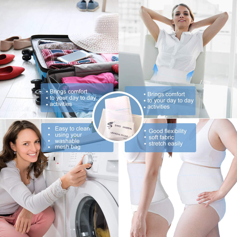 [Australia] - Abdominal Binder Post Surgery for Men and Women, Postpartum Tummy Tuck Belt Provides Slimming Bariatric Stomach Compression,High Elasticity, Breathable - (30" - 45") 3 PANEL - 9" 3 Panels 30"-45" WHITE 